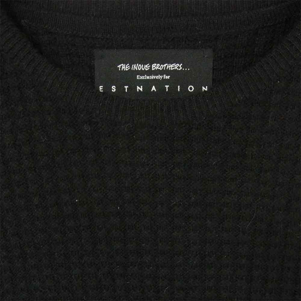ザイノウエブラザーズ エストネーション ESTNATION 別注 アルパカ ウール ワッフル クルーネック ニット ブラック系 L【極上美品】【中古】