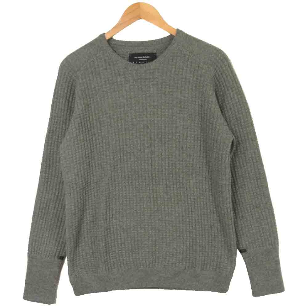 ザイノウエブラザーズ エストネーション ESTNATION 別注 アルパカ ウール ワッフル クルーネック ニット グレー系 L【極上美品】【中古】