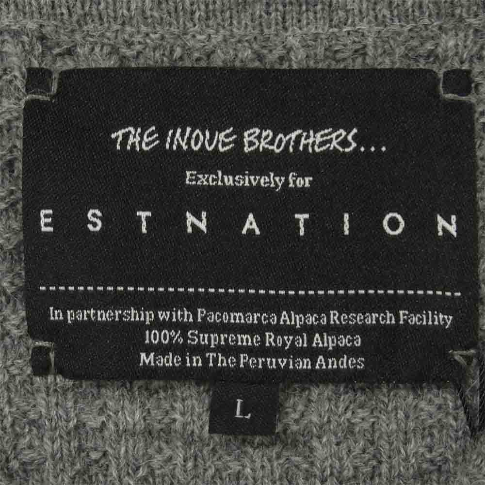 ザイノウエブラザーズ エストネーション ESTNATION 別注 アルパカ ウール ワッフル クルーネック ニット グレー系 L【極上美品】【中古】