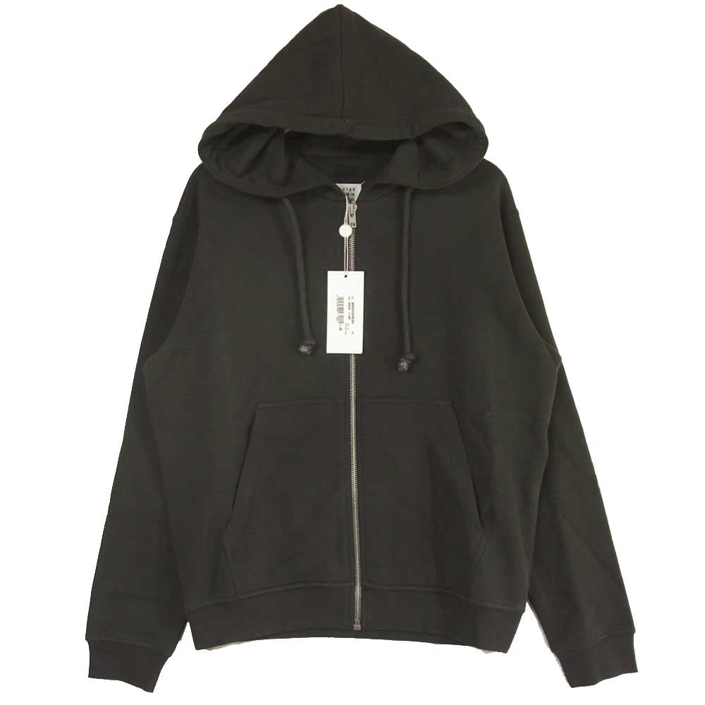MAISON MARGIELA メゾンマルジェラ S50HG0034 S25443 レザー エルボー パッチ ジップアップ パーカー ダークグレー系 48【極上美品】【中古】