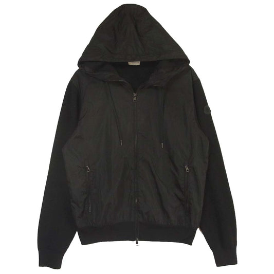 MONCLER モンクレール D20919404300 97551 MAGLIONE TRICOT CARDIGAN ナイロン 切り替え ジップアップ パーカー ブラック系 XL【中古】