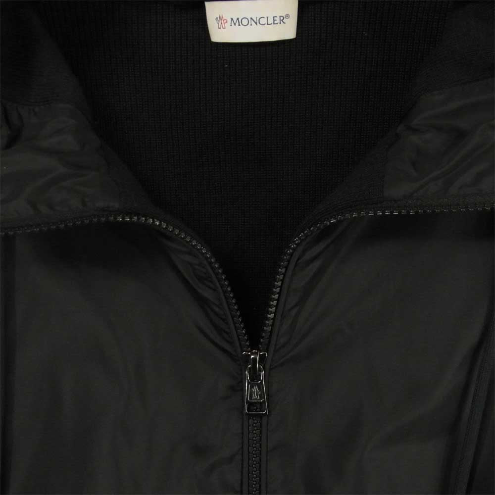MONCLER モンクレール D20919404300 97551 MAGLIONE TRICOT CARDIGAN ナイロン 切り替え ジップアップ パーカー ブラック系 XL【中古】