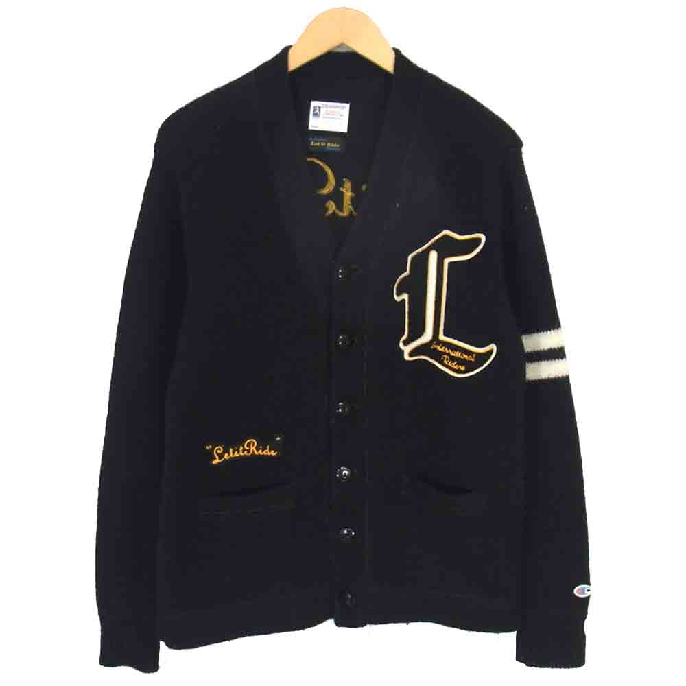 Champion チャンピオン × LET IT RIDE レット イット ライド ランタグ復刻 レタード カーディガン ブラック系 44【中古】