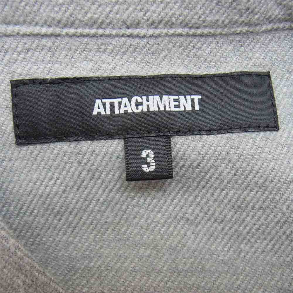 ATTACHMENT アタッチメント 長袖 ノーカラー ポロシャツ グレー系 3【中古】