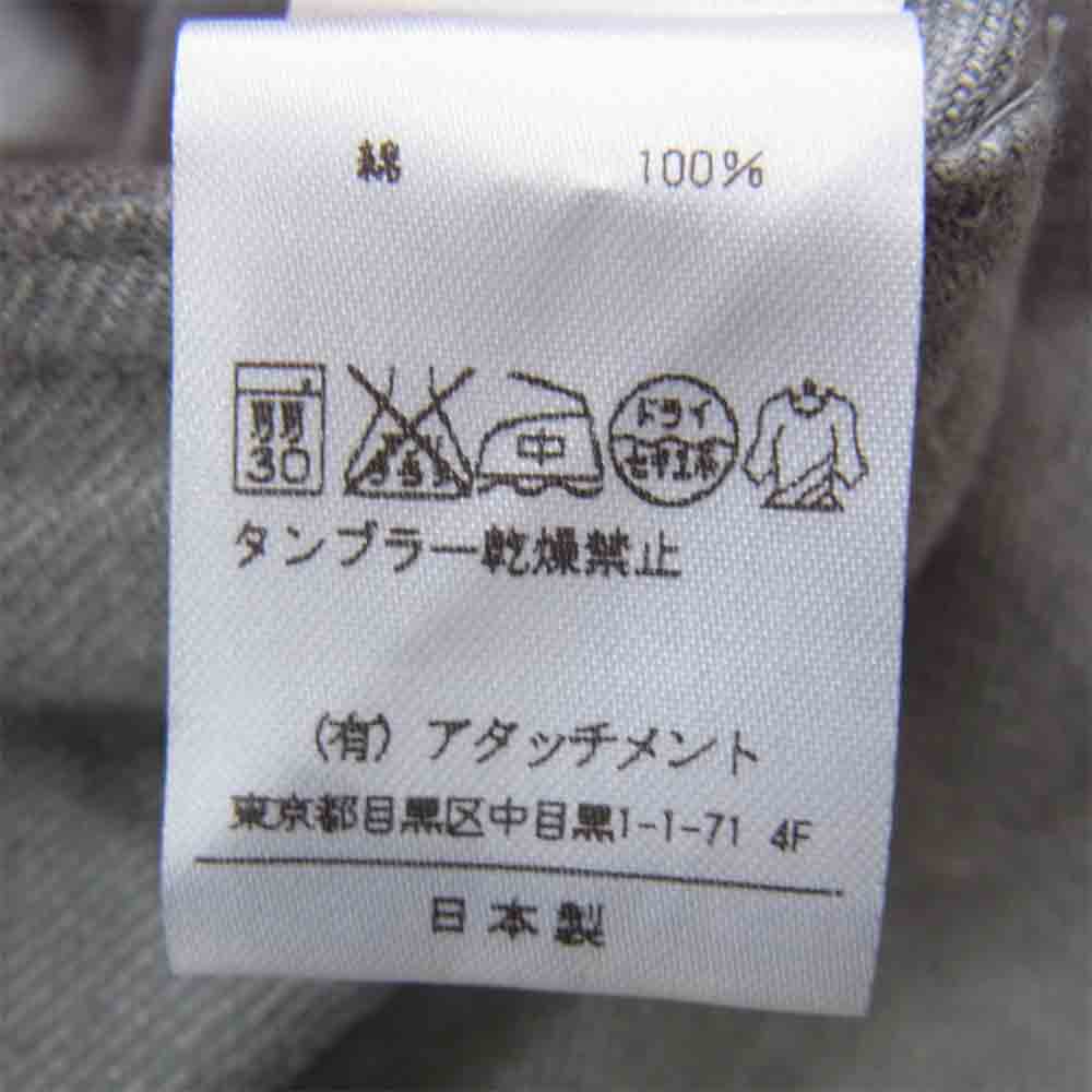 ATTACHMENT アタッチメント 長袖 ノーカラー ポロシャツ グレー系 3【中古】