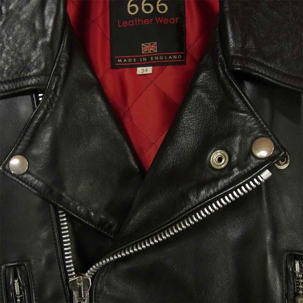トリプルシックス 英国製 ダブル ライダース レザー ジャケット Leather Jacket ブラック系 34【中古】