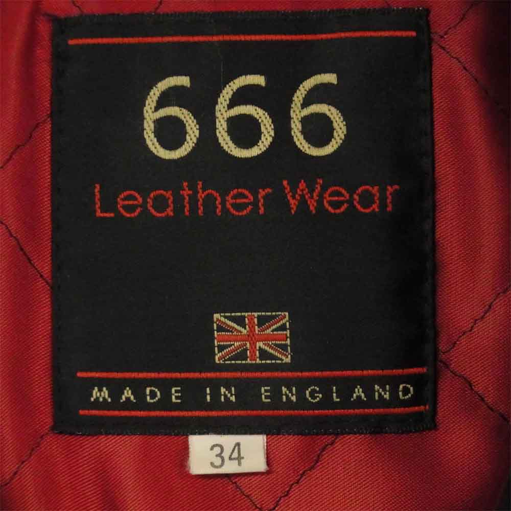 トリプルシックス 英国製 ダブル ライダース レザー ジャケット Leather Jacket ブラック系 34【中古】