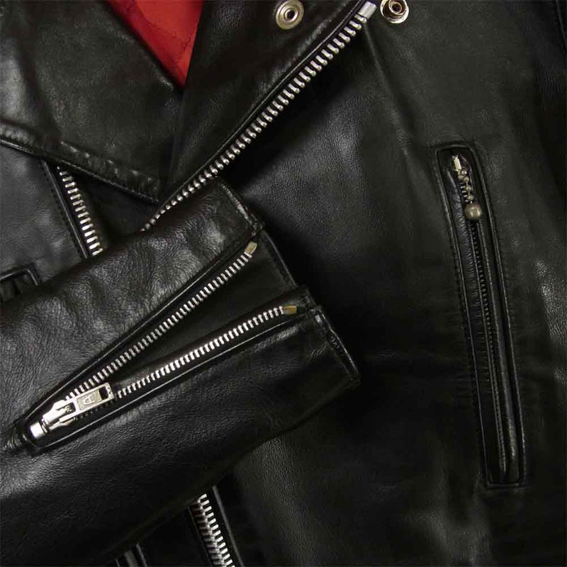 トリプルシックス 英国製 ダブル ライダース レザー ジャケット Leather Jacket ブラック系 34【中古】