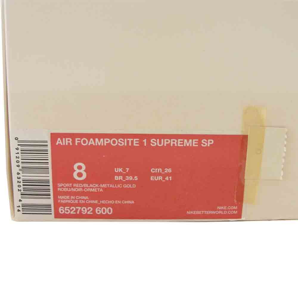 Supreme シュプリーム 14SS 652792-600 NIKE ナイキ AIR FOAMPOSITE 1 SUPREME SP ポジット ブラック系 レッド系 26cm【中古】