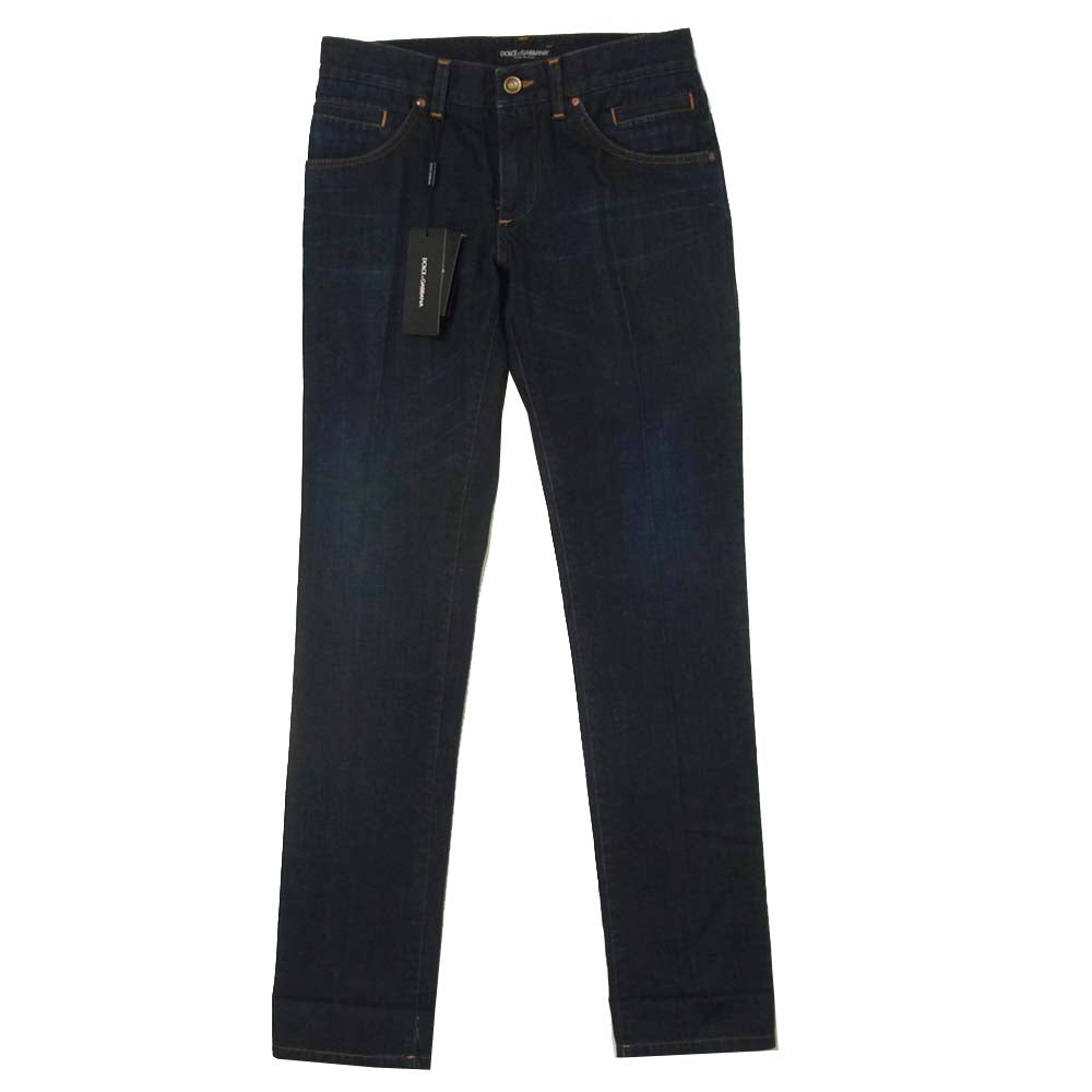 DOLCE&GABBANA ドルチェアンドガッバーナ G3PQLP ロゴプレート デニム パンツ インディゴブルー系 44【新古品】【未使用】【中古】