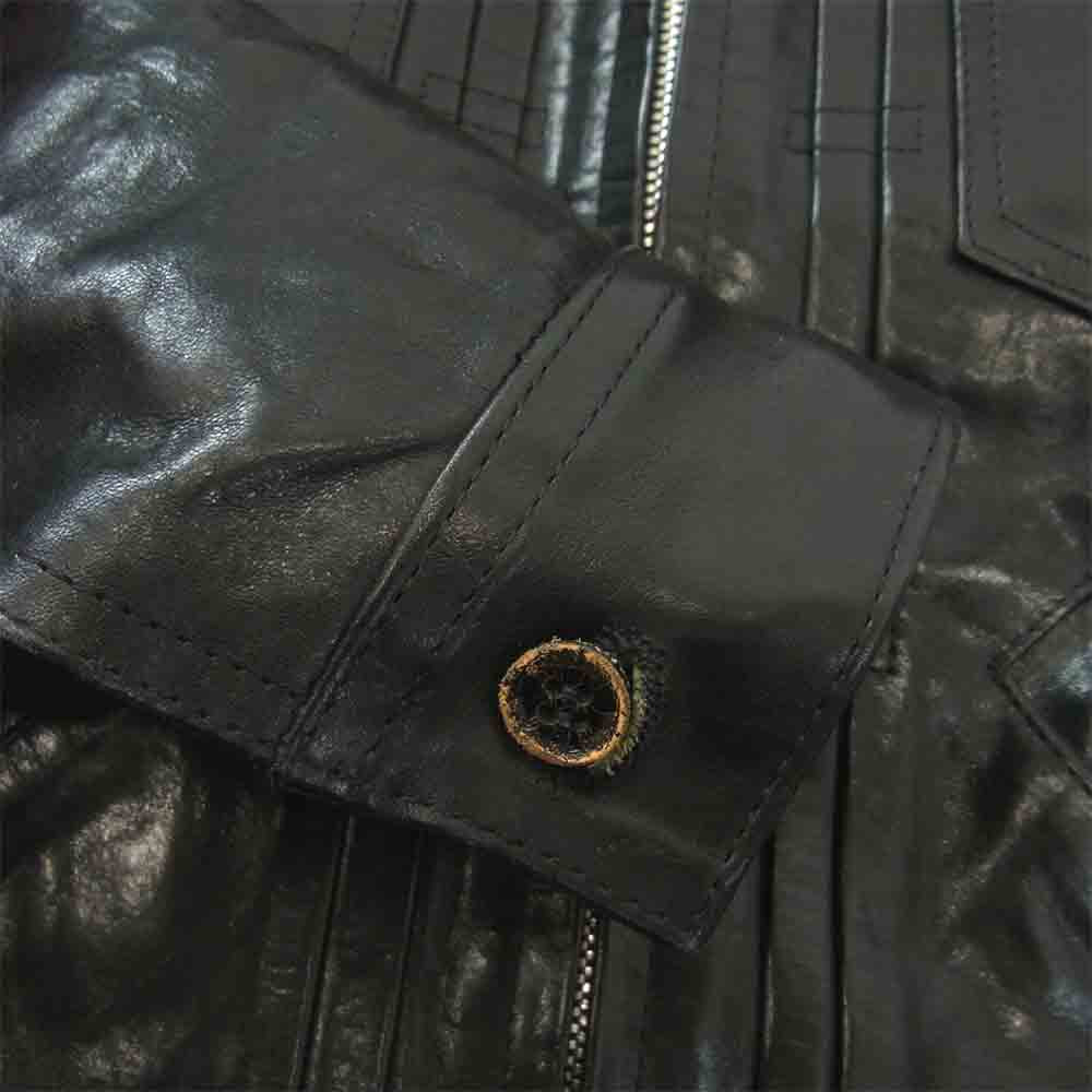 イサムカタヤマ バックラッシュ 1704-03 イタリアンショルダー シワ加工 プルアップ レザージャケット ブラック系 1【中古】