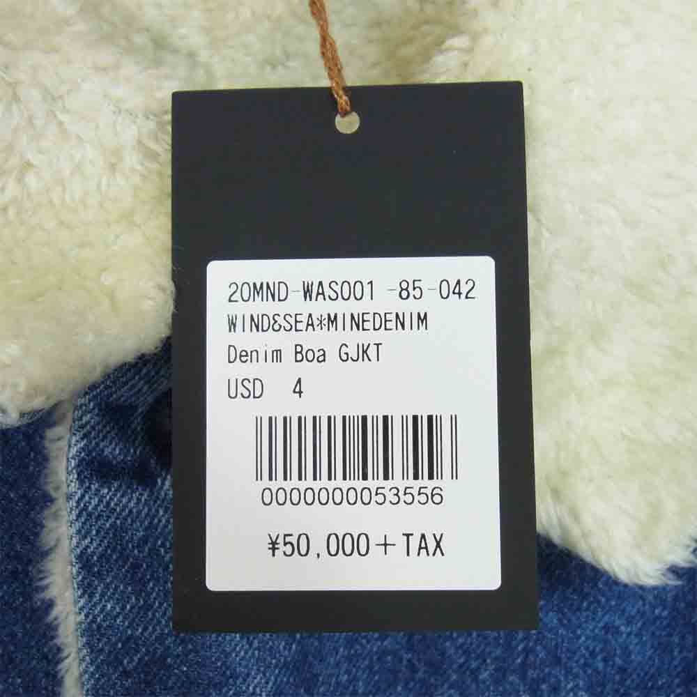 マインデニム 20MND-WAS001 × ウィンダンシー WIND AND SEA DENIM BOA GJKT ボア インディゴブルー系 4【新古品】【未使用】【中古】