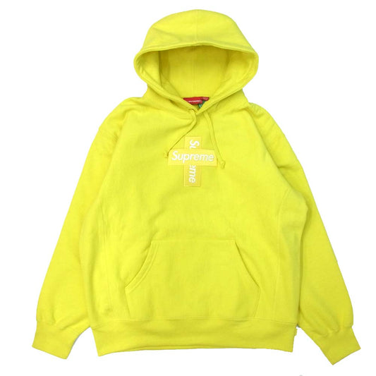 Supreme シュプリーム 20aw cross box logo hooded sweatshirt クロス ボックス ロゴ フーデッドスウェットシャツ プルオーバー イエロー系 M【極上美品】【中古】