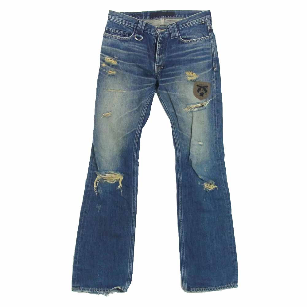 ROAR ロアー デニムパンツ ダメージ加工 刺繍 インディゴブルー系 1【中古】