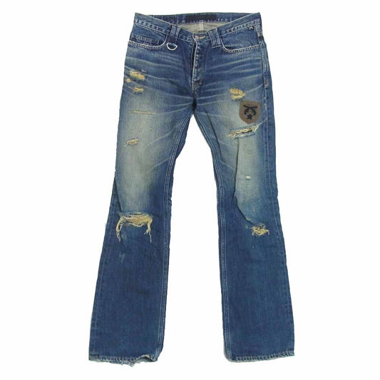 ROAR ロアー デニムパンツ ダメージ加工 刺繍 インディゴブルー系 1【中古】