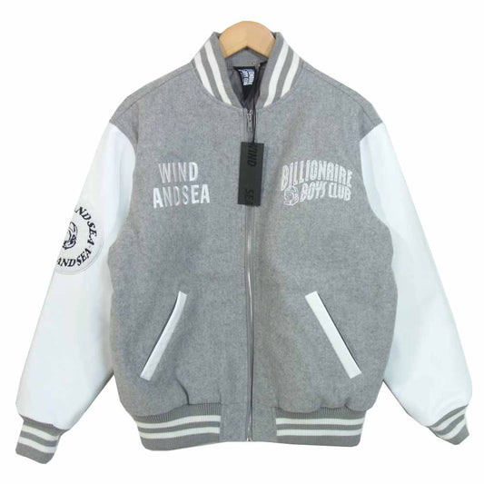 ウィンダンシー 20AW BBCJP205SX003 × ビリオネアボーイズクラブ BBC BILLIONAIRE BOYS CLUB VARSITY JACKET スタジャン グレー系 S【極上美品】【中古】