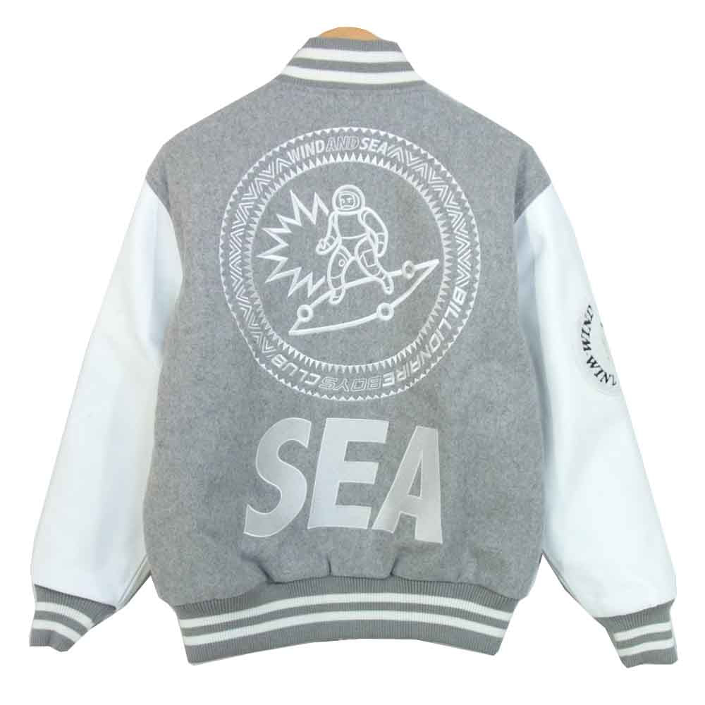 ウィンダンシー 20AW BBCJP205SX003 × ビリオネアボーイズクラブ BBC BILLIONAIRE BOYS CLUB VARSITY JACKET スタジャン グレー系 S【極上美品】【中古】