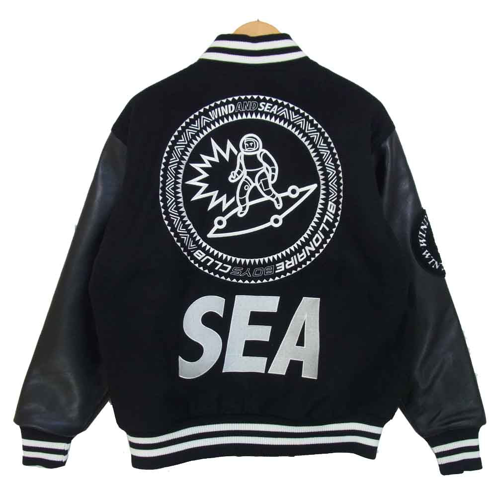 ウィンダンシー 20AW BBCJP205SX003 × ビリオネアボーイズクラブ BBC BILLIONAIRE BOYS CLUB VARSITY JACKET スタジャン ブラック系 M【極上美品】【中古】