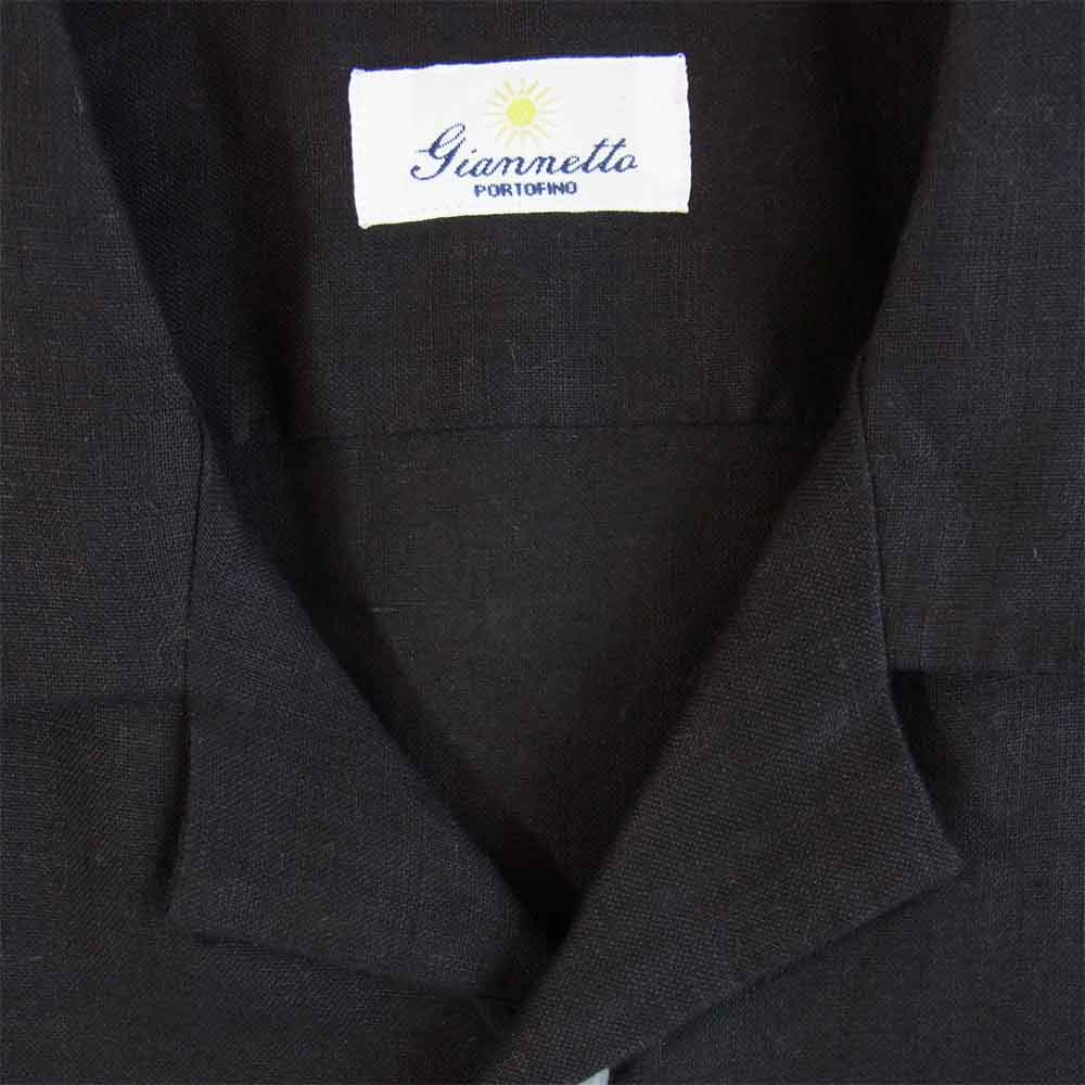 ジャンネット 0103-845CARA2P NEWCARAIBI リネン オープンカラー シャツ ジャケット ブラック系 XS【新古品】【未使用】【中古】