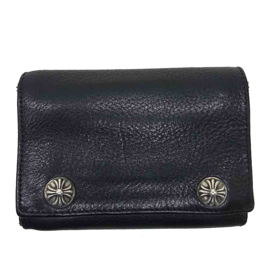 CHROME HEARTS クロムハーツ（原本無） 3FOLD 3フォールド レザー ウォレット 財布 ブラック系【中古】