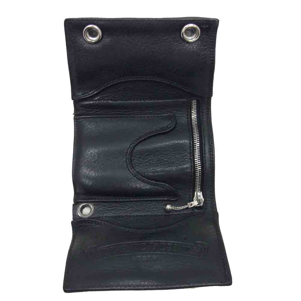 CHROME HEARTS クロムハーツ（原本無） 3FOLD 3フォールド レザー ウォレット 財布 ブラック系【中古】