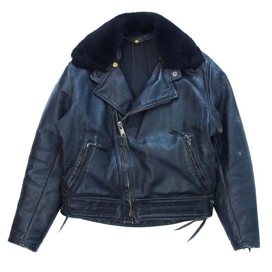 LANGLITZ LEATHERS ラングリッツレザーズ コロンビア ムートン 襟 ダブル ライダース ジャケット ブラック系 表記なし【中古】