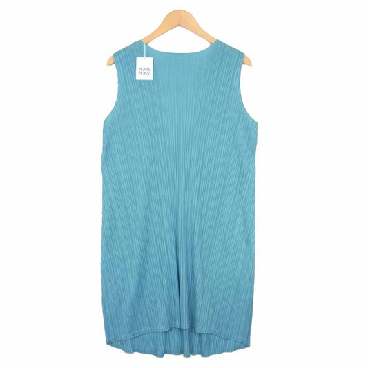 PLEATS PLEASE プリーツプリーズ ノースリーブ プリーツ ワンピース 水色 ライトブルー系 3【新古品】【未使用】【中古】