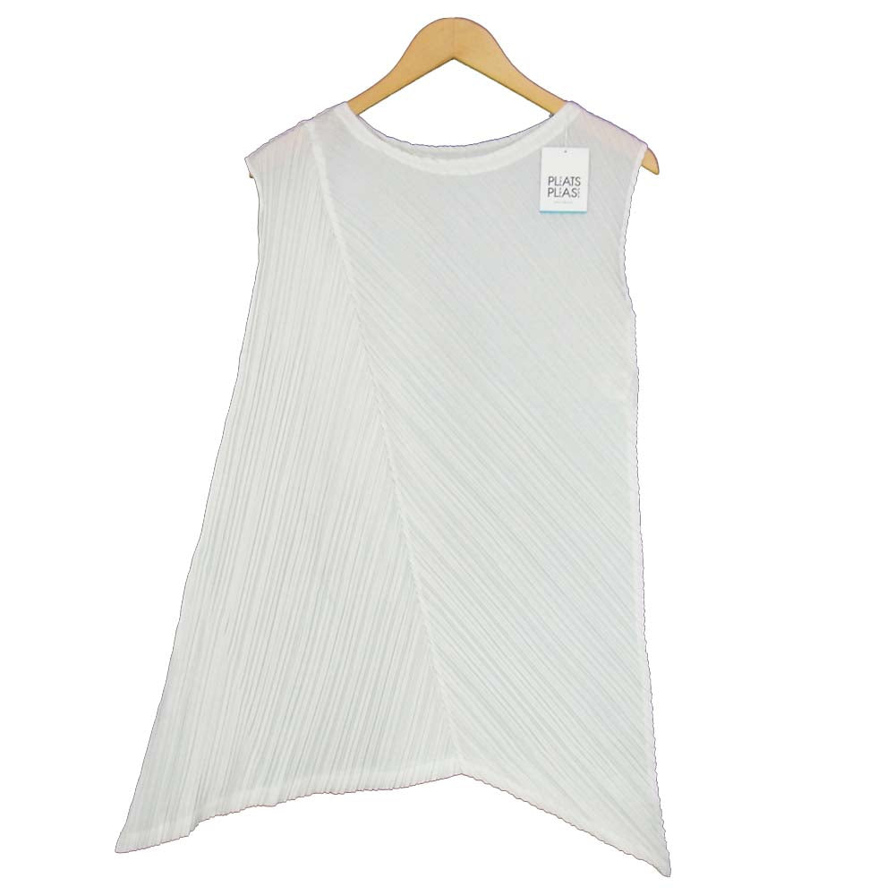 PLEATS PLEASE プリーツプリーズ PP01-JT742 ノースリーブ プリーツ トップス ホワイト系 3【新古品】【未使用】【中古】