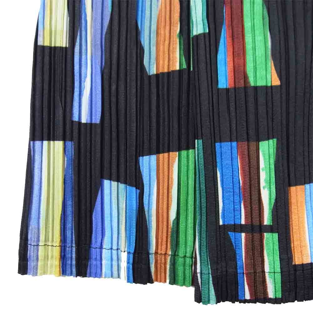 PLEATS PLEASE プリーツプリーズ PP01-JF774 総柄 プリーツ ワイド パンツ マルチカラー系 3【新古品】【未使用】【中古】