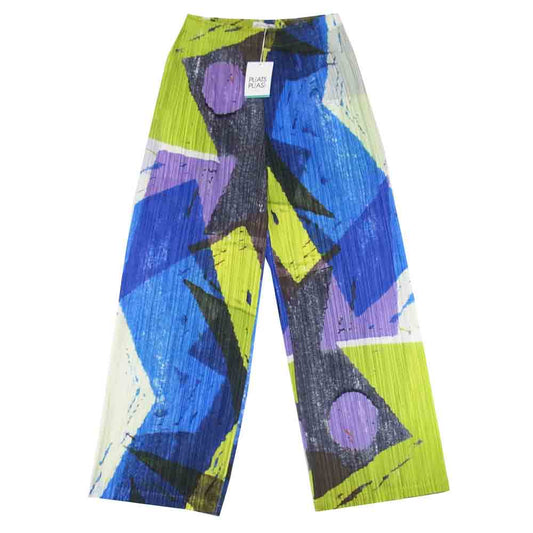 PLEATS PLEASE プリーツプリーズ PP03-JF694 総柄 プリーツ ワイド パンツ マルチカラー系 3【新古品】【未使用】【中古】