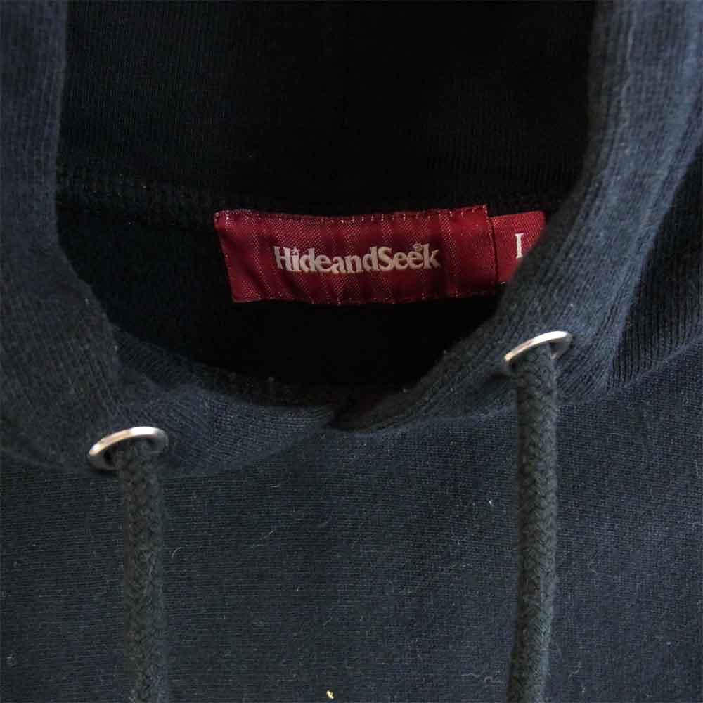 HideandSeek ハイドアンドシーク ロゴ プリント プルオーバー パーカー ブラック系 L【中古】