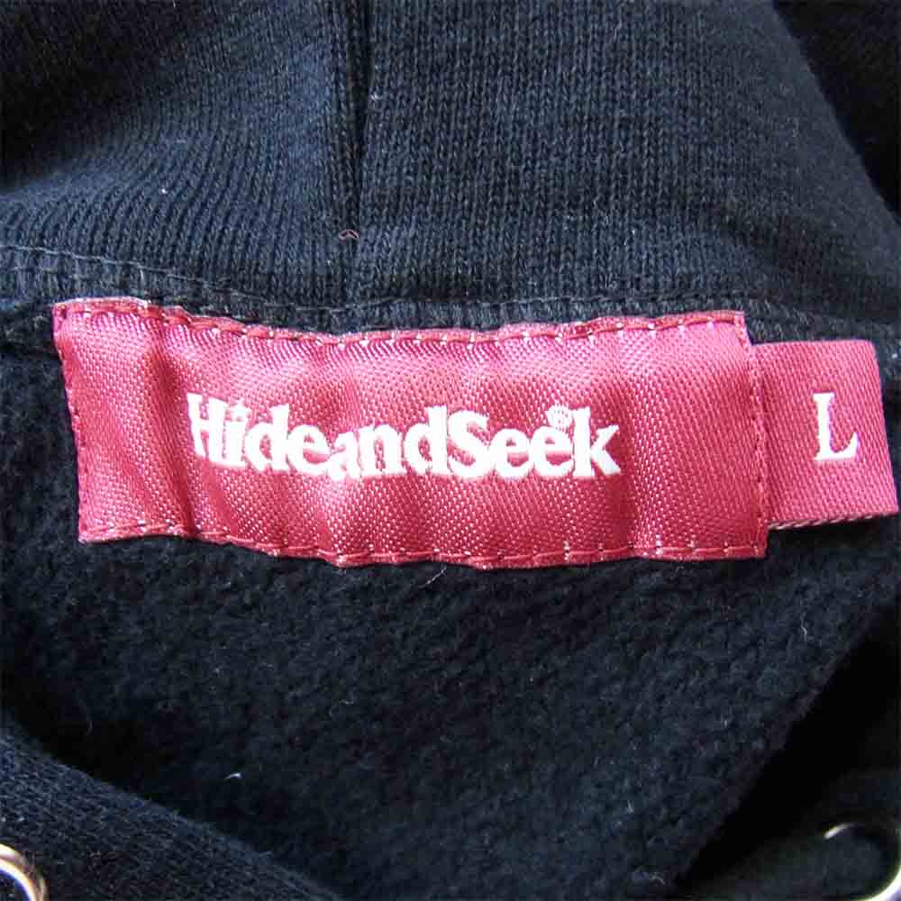HideandSeek ハイドアンドシーク ロゴ プリント プルオーバー パーカー ブラック系 L【中古】