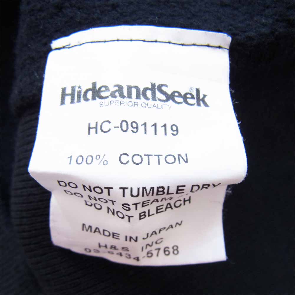 HideandSeek ハイドアンドシーク ロゴ プリント プルオーバー パーカー ブラック系 L【中古】