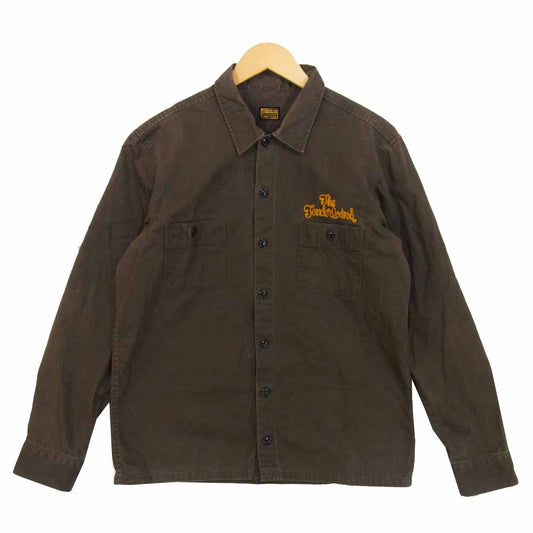 TENDERLOIN テンダーロイン T-WORK SHT 刺繍 ワーク シャツ ダークブラウン系 S【中古】