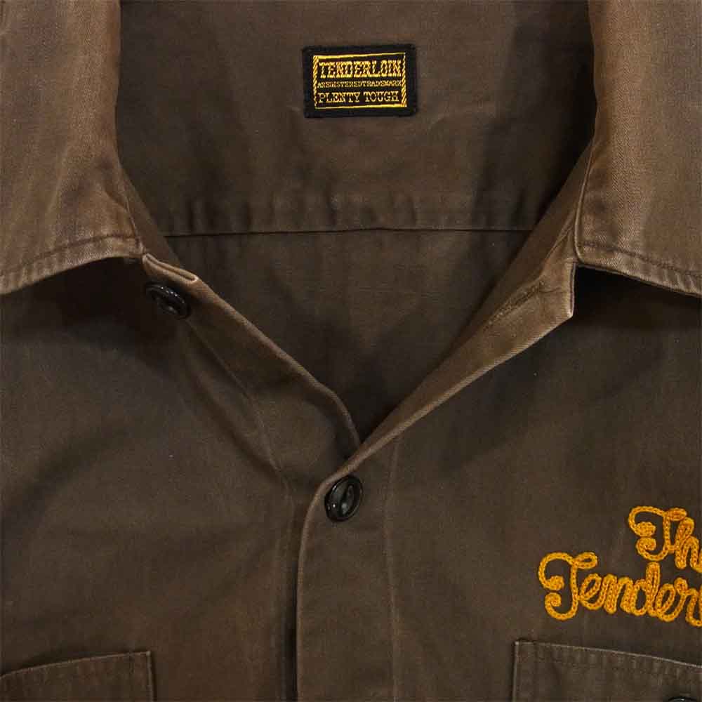 TENDERLOIN テンダーロイン T-WORK SHT 刺繍 ワーク シャツ ダークブラウン系 S【中古】