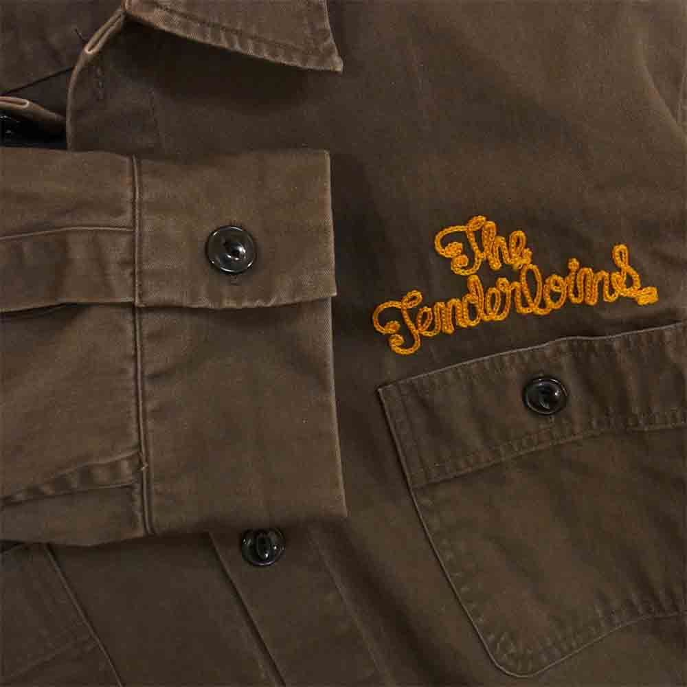 TENDERLOIN テンダーロイン T-WORK SHT 刺繍 ワーク シャツ ダークブラウン系 S【中古】