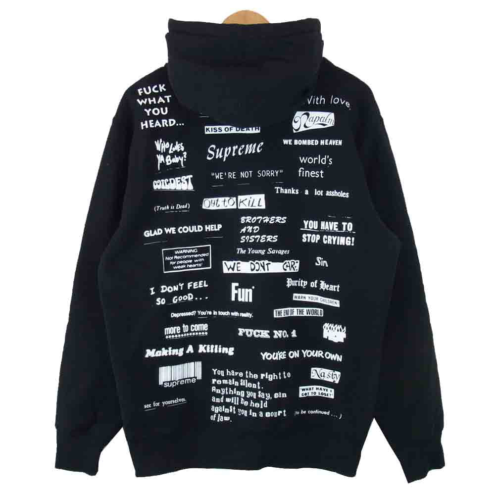 Supreme シュプリーム 19AW Stop Crying Hooded Sweatshirt マルチロゴ スウェット パーカー ブラック系 L【中古】