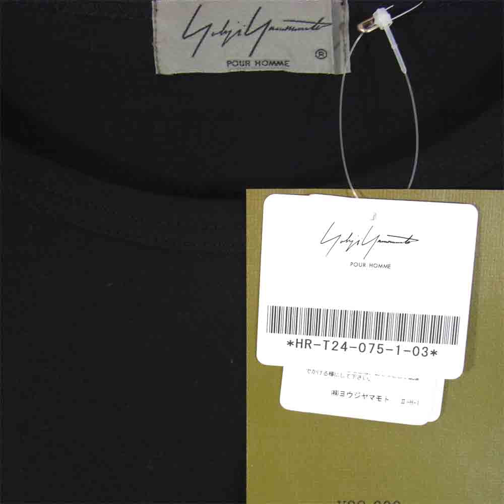 Yohji Yamamoto ヨウジヤマモト HR-T24-075-1 POUR HOMME プールオム ULTIMA PRESIDENT DISCHARGED DYE PRINT LONG SLEEVE Tシャツ ブラック系 3【新古品】【未使用】【中古】