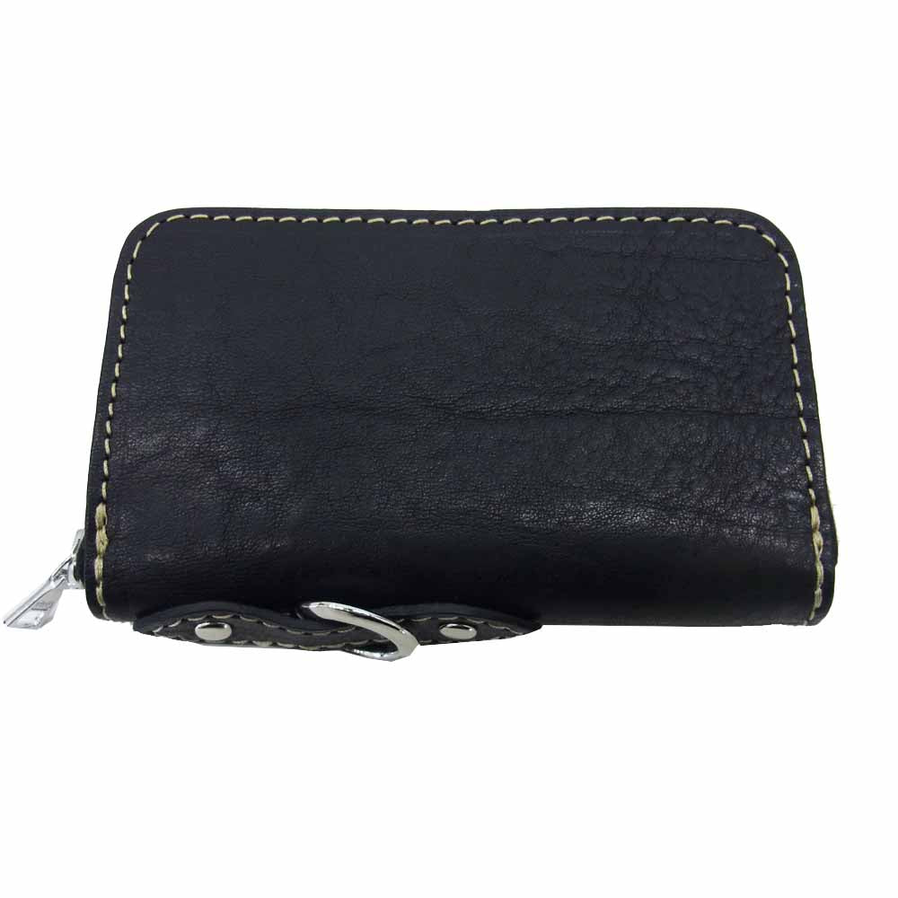 ISAMUKATAYAMA BACKLASH イサムカタヤマバックラッシュ 807-01 イサムカタヤマ ISAMUKATAYAMA イタリアンダブルショルダー ラウンド ジップ ミニ ウォレット ブラック系 FREE【新古品】【未使用】【中古】