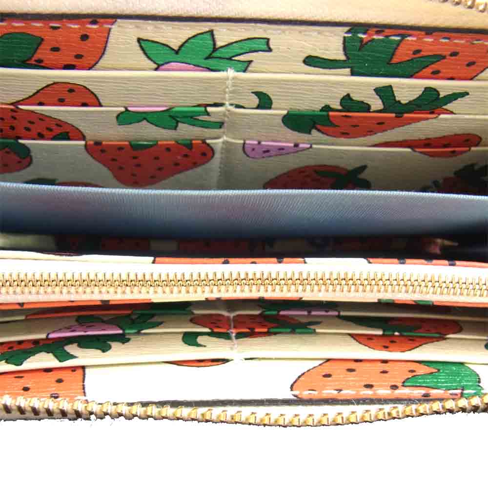 GUCCI グッチ 570661 ズゥミ ストロベリー イチゴ ラウンドファスナー ウォレット 長財布 オフホワイト系【中古】