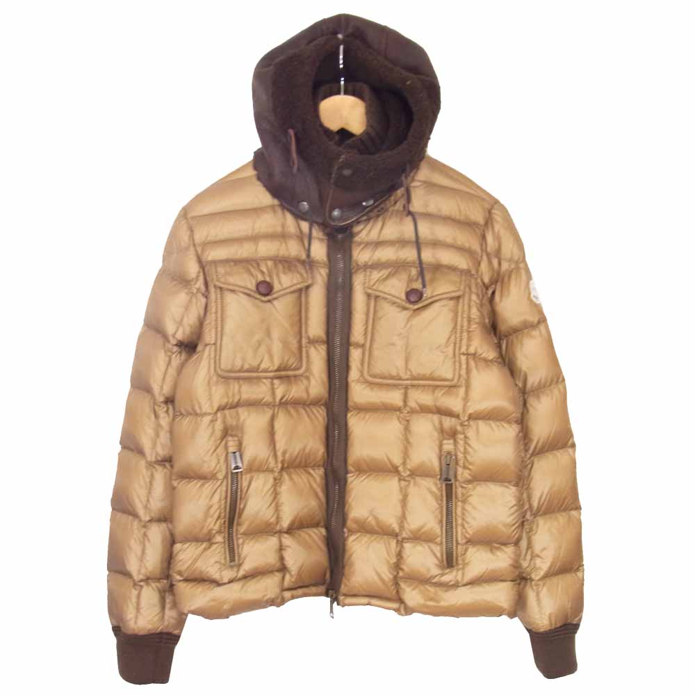 MONCLER モンクレール LAZARE レザー ムートンボア ダウン ジャケット ブラウン系 2【中古】