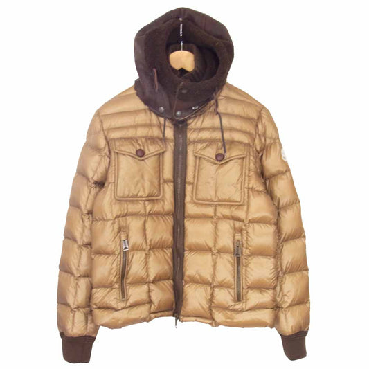 MONCLER モンクレール LAZARE レザー ムートンボア ダウン ジャケット ブラウン系 2【中古】