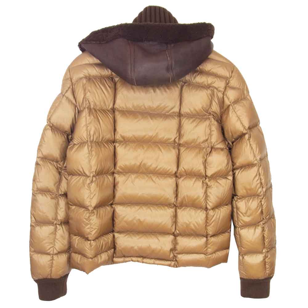MONCLER モンクレール LAZARE レザー ムートンボア ダウン ジャケット ブラウン系 2【中古】