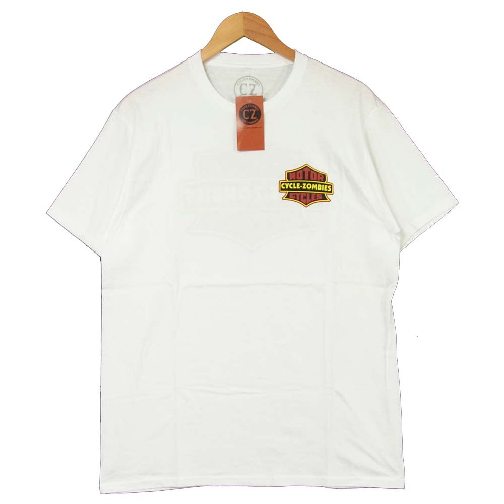 サイクルゾンビーズ ロゴ プリント Tシャツ ホワイト系 L【新古品】【未使用】【中古】