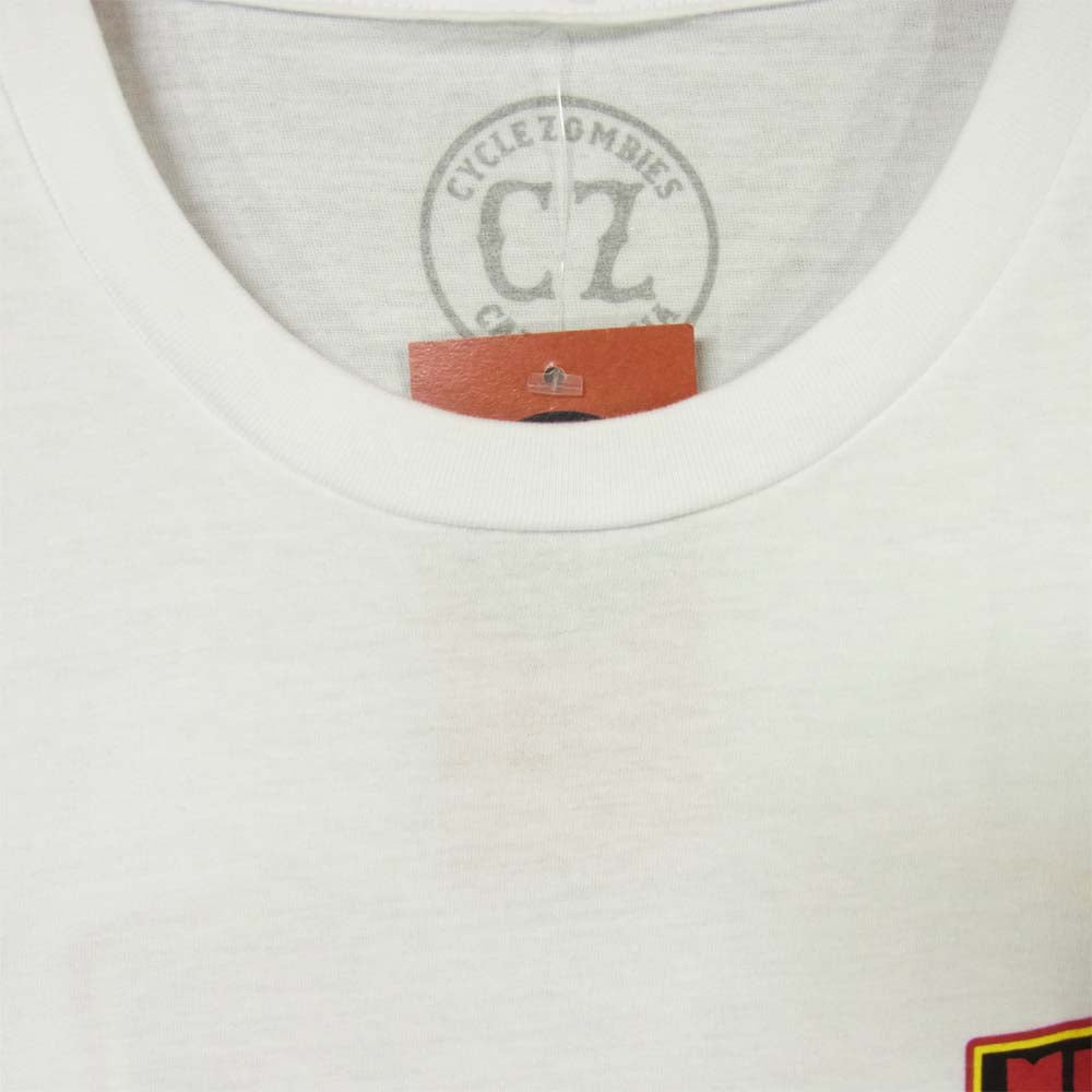 サイクルゾンビーズ ロゴ プリント Tシャツ ホワイト系 L【新古品】【未使用】【中古】