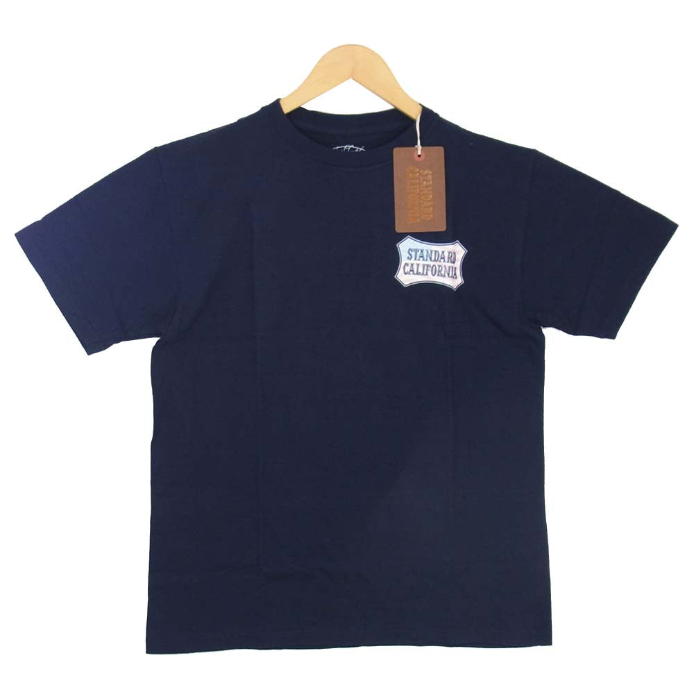 SD USA Flag Shield Logo T 星条旗 ロゴ Tシャツ ネイビー系 L【新古品】【未使用】【中古】