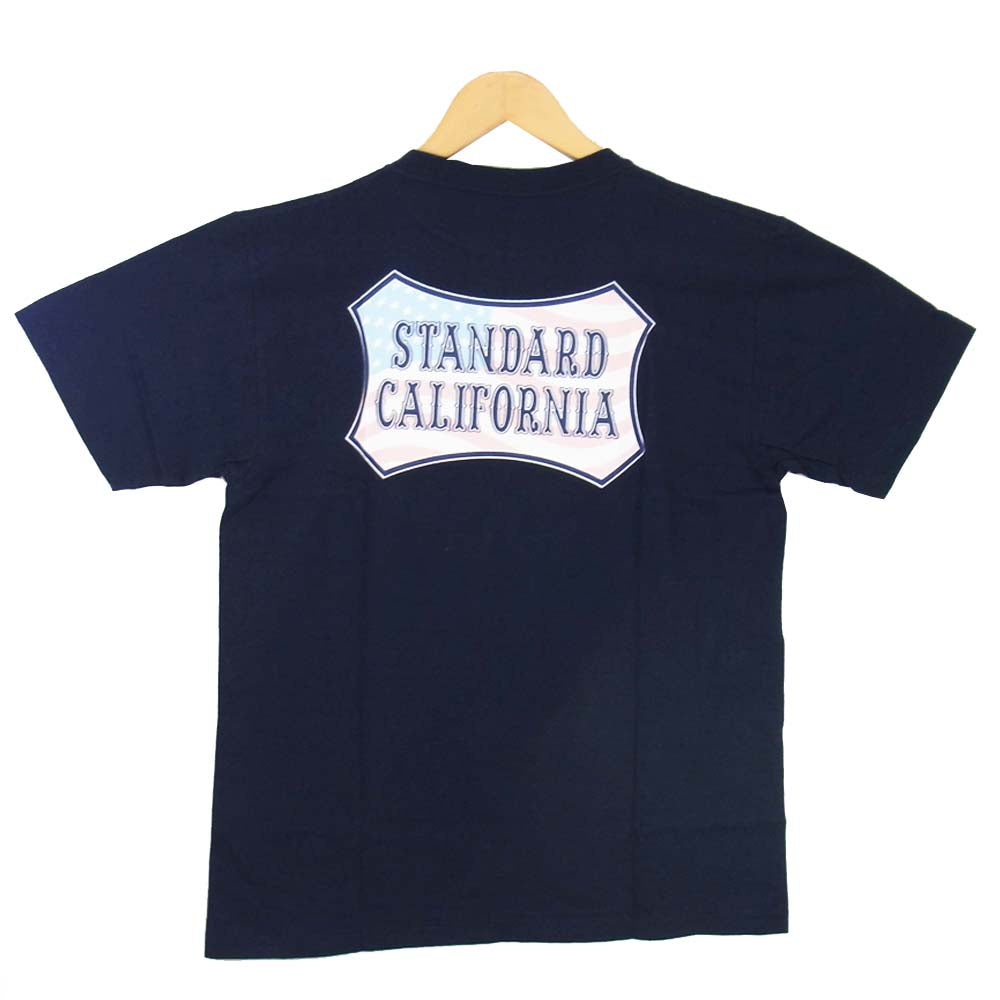 SD USA Flag Shield Logo T 星条旗 ロゴ Tシャツ ネイビー系 L【新古品】【未使用】【中古】