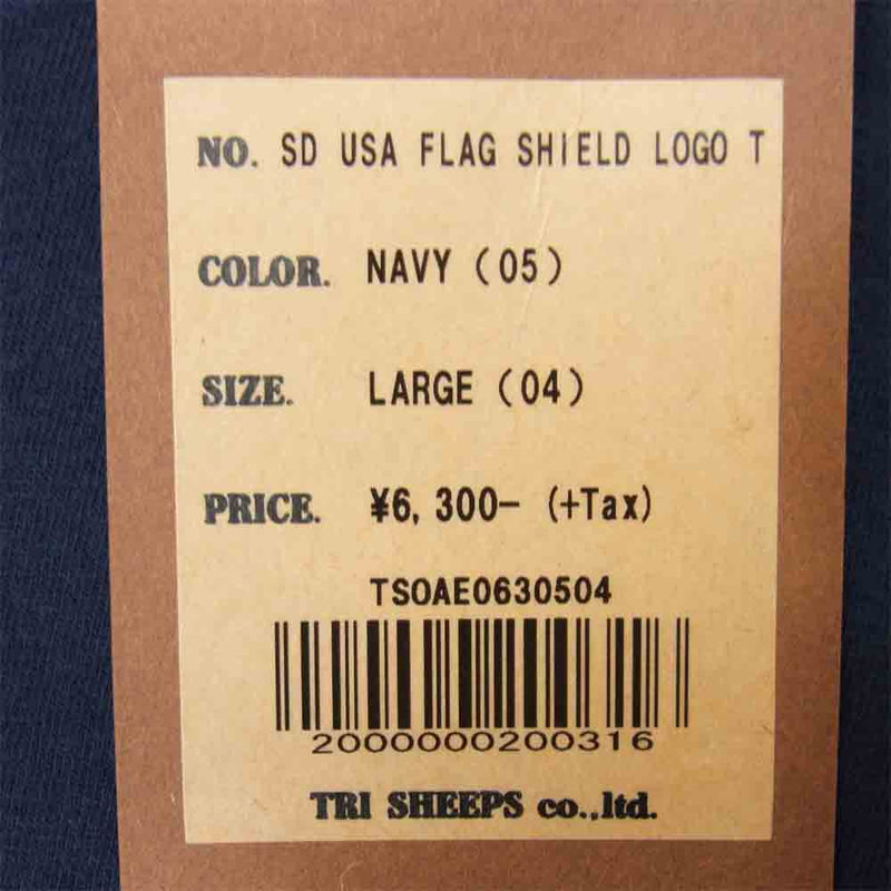SD USA Flag Shield Logo T 星条旗 ロゴ Tシャツ ネイビー系 L【新古品】【未使用】【中古】