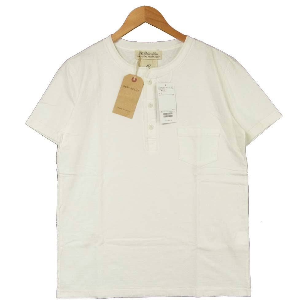 REMI RELIEF レミレリーフ BEAMS PLUS ビームス プラス ヘンリーネック カットソー Tシャツ ホワイト系 L【新古品】【未使用】【中古】