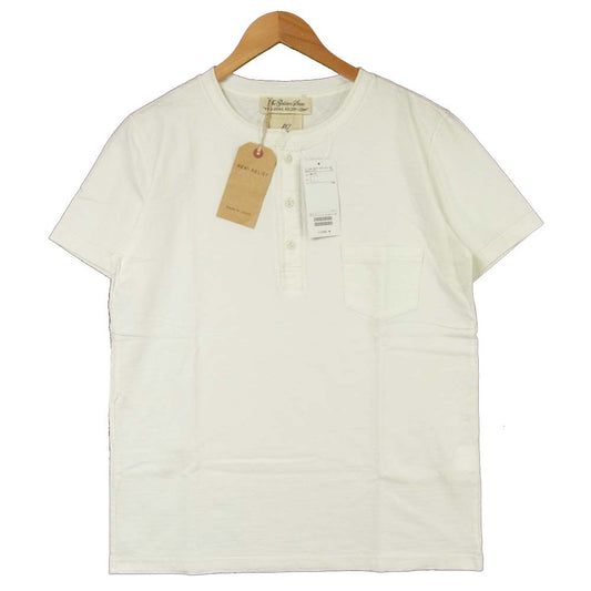 REMI RELIEF レミレリーフ BEAMS PLUS ビームス プラス ヘンリーネック カットソー Tシャツ ホワイト系 L【新古品】【未使用】【中古】